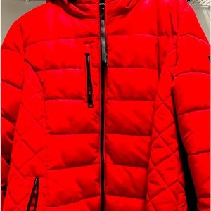 Guess womens hooded down coat red size XL